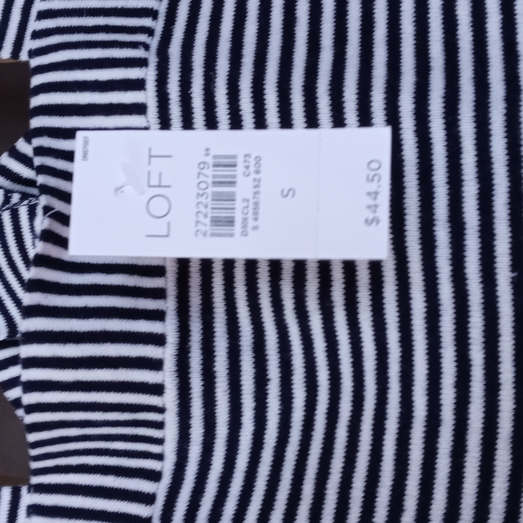 Loft Black/White Stripe Tank Incredibly Stretchy Fitted Cross-Back Top Women's S - Picture 4 of 6